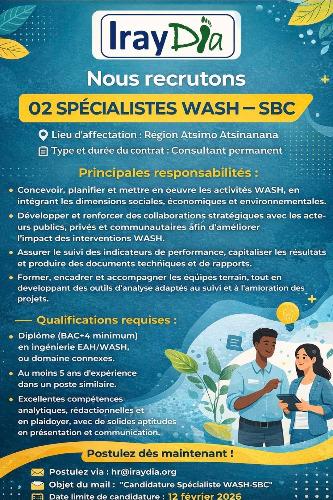 L'ONG IrayDia recrute Stagaire admnistrative  ...