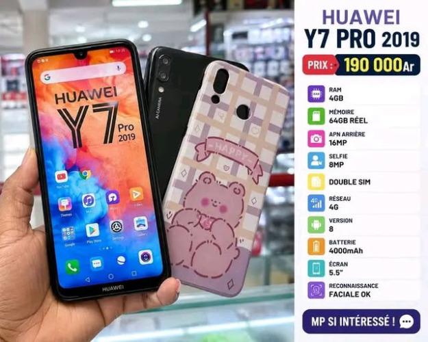  HUAWEI Y7 PRO 2019 
RAM : 4GB
Mémoire : 64 ...