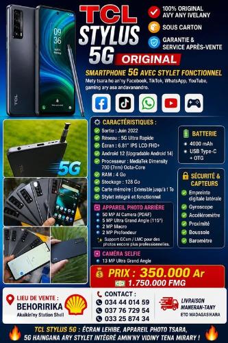 TCL STYLUS 5G
 Réseau : 5G Ultra Rapide
 Éc ...
